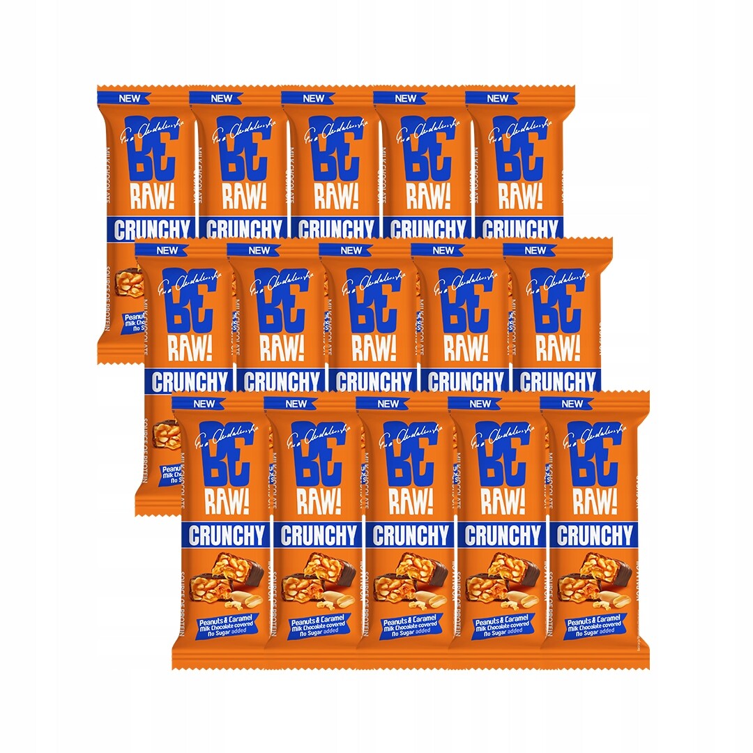 Tyčinka BeRAW Crunchy Peanuts & Caramel Oříšky s karamelem bez cukru 15x40 g