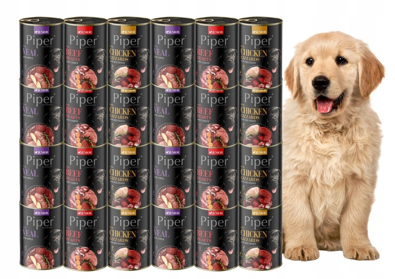 Piper Junior vlhké krmivo pro psy MIX Chutí 24x400g Dolina Noteci