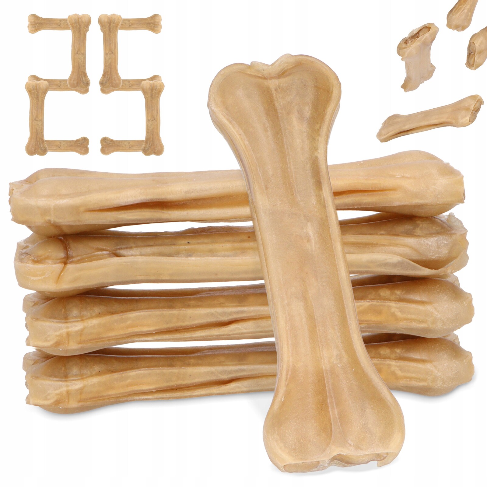 25 x Kost Psa Lisovaná Přírodní 16 cm Kousátko Pochoutky Žvýkací V Xq-p