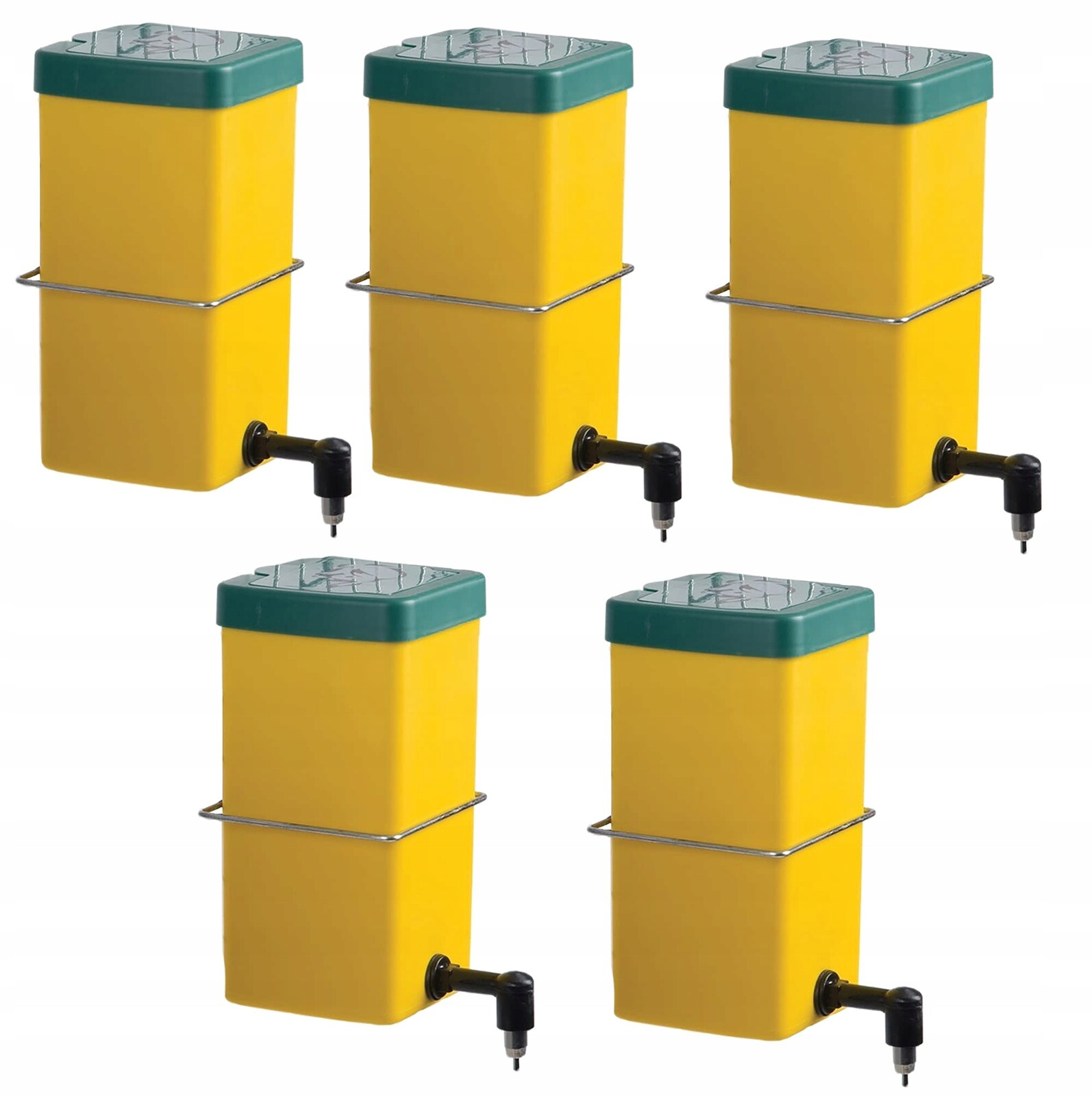 Kapkové krmítko 1 l pro králíky s rukojetí, 5 ks, žluté