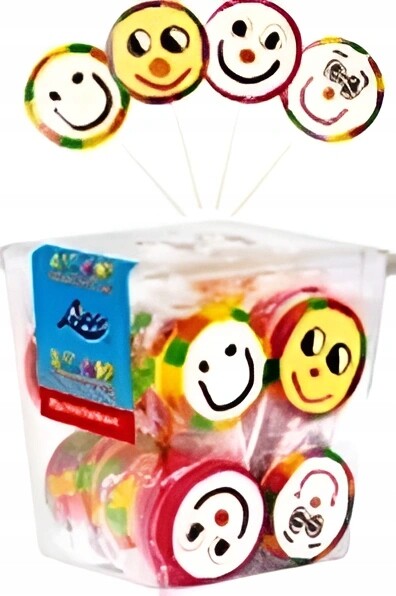 Gran Pik Lízátka Desénové s ovocnou příchutí Smajlíci Velké 26g 50 Ks