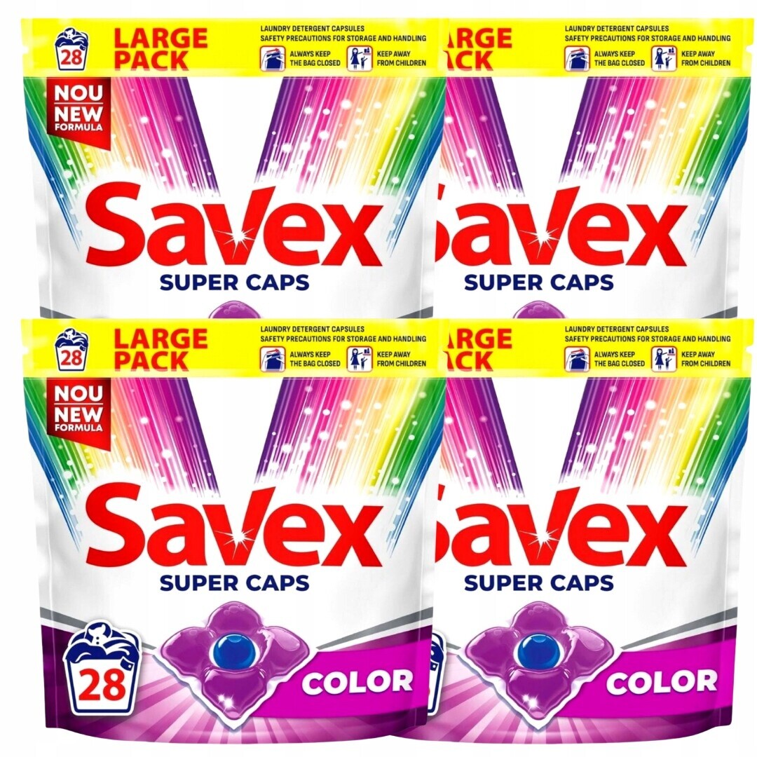Savex Color kapsle na praní barevných tkanin, sada 4x28 kusů (112)