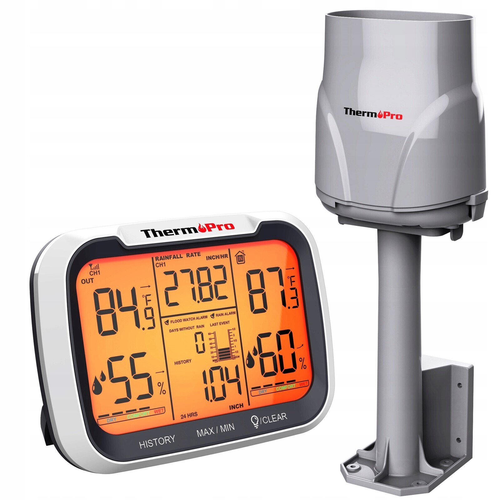 Stanice počasí Dešťoměr Monitor teploty vlhkosti ThermoPro TP-270