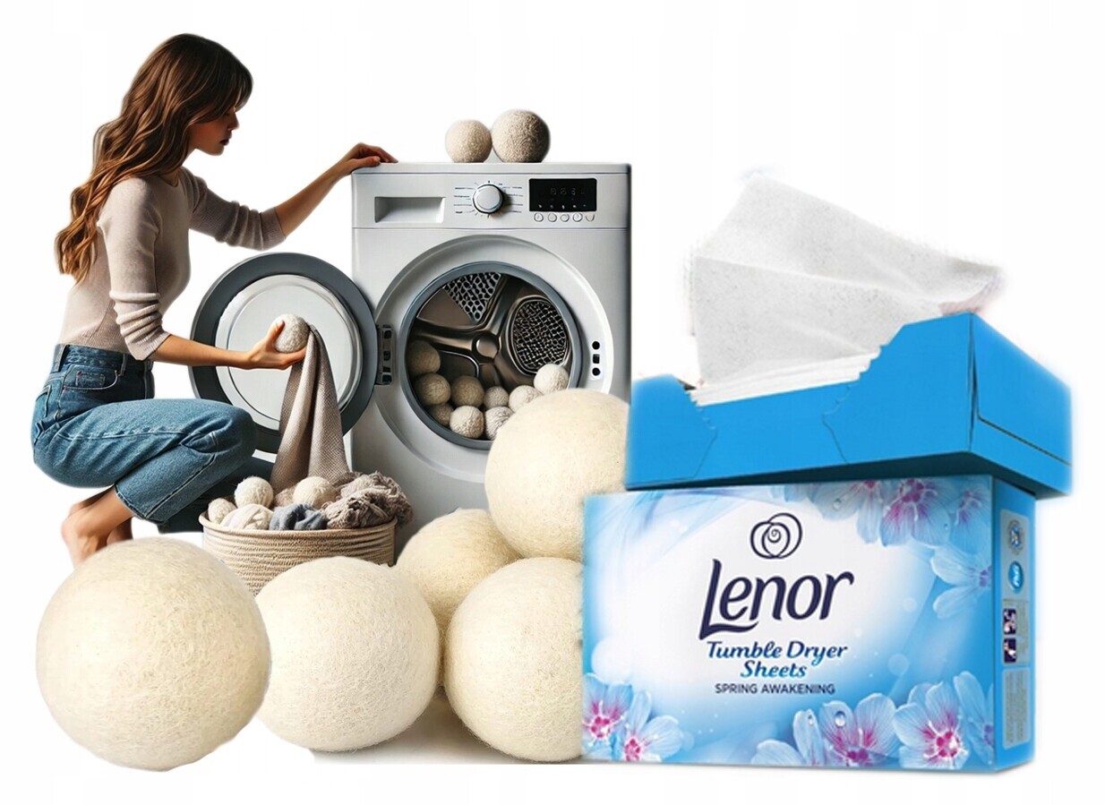 Lenor Vonné ubrousky do sušičky Zásuvky na oblečení Vlněné Koule