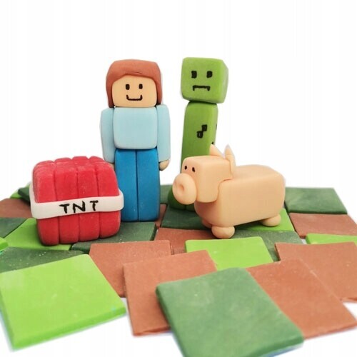 Cukrový set na dort jako z Minecraftu