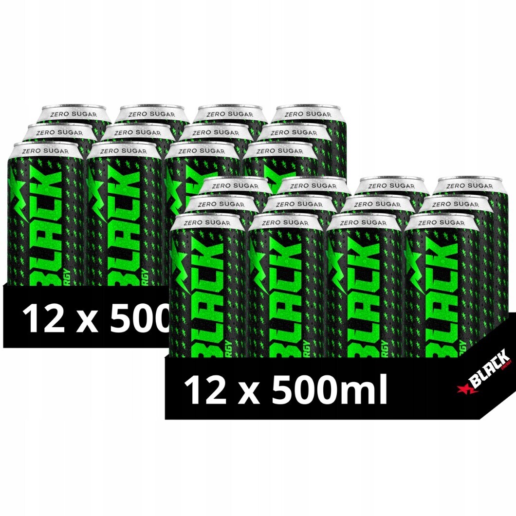 Black Energy energetický nápoj s příchutí mojito, bez cukru 500 ml x 24 kusů