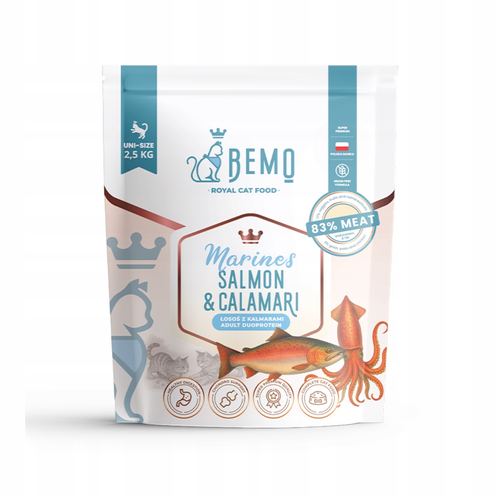 Suché Krmivo pro kočky Bemo Marines 2,5 kg kalamáry olihně bez obilovin prémiové