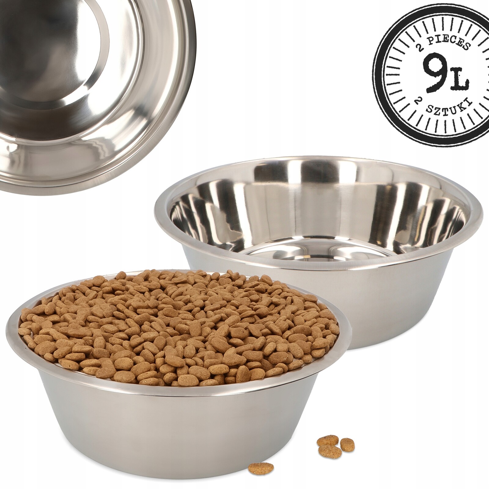 2x Miska Psa Dvojitá 9L Misky Velké Vody 34 cm Odolná Silná Velká 4D-P