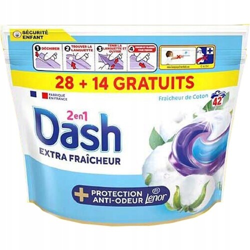 Dash 2en1 Fraicheur de Coton Pods 42p 1 kg