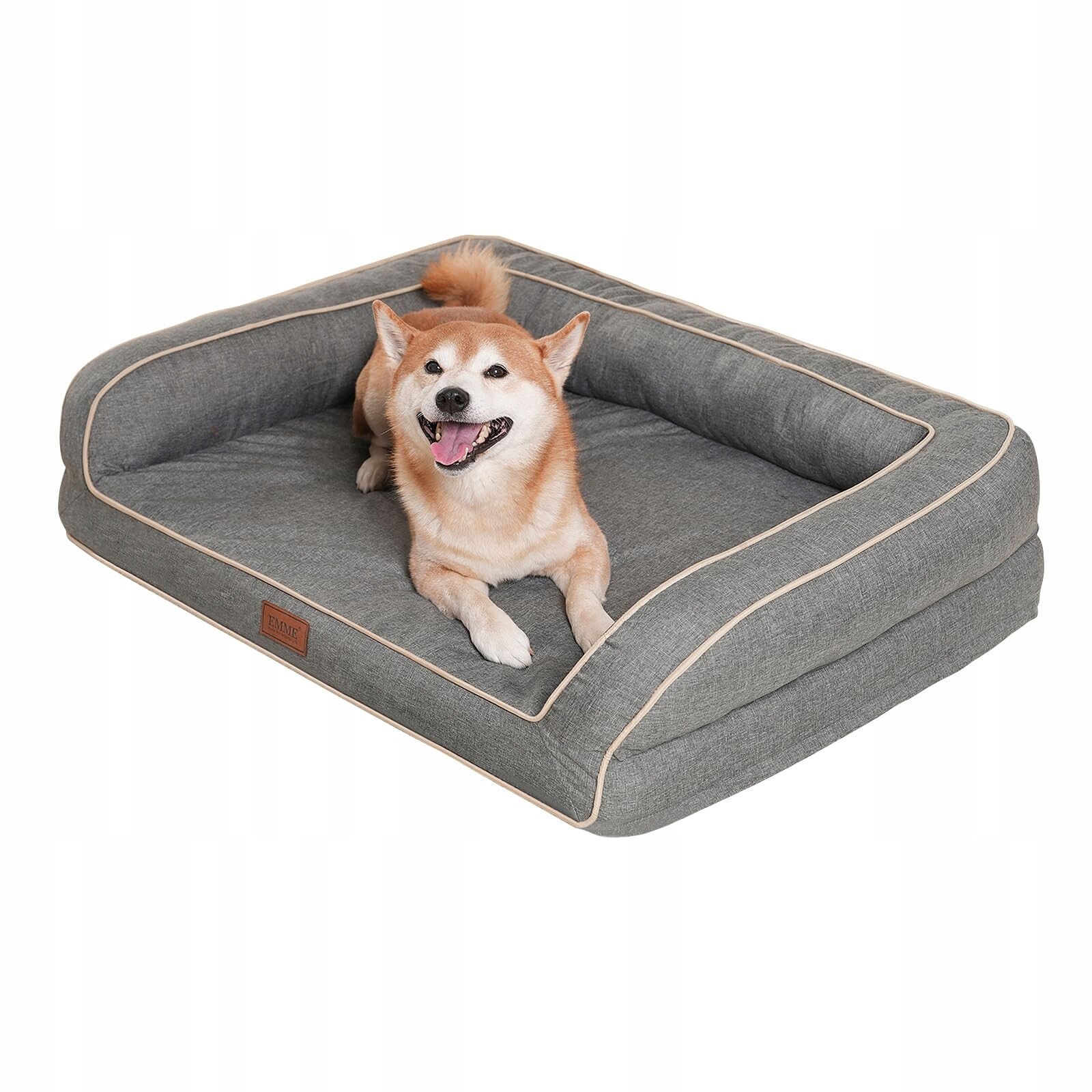 Pelíšek Emme Ortopedické lněné šedé 68x51x18 cm voděodolné