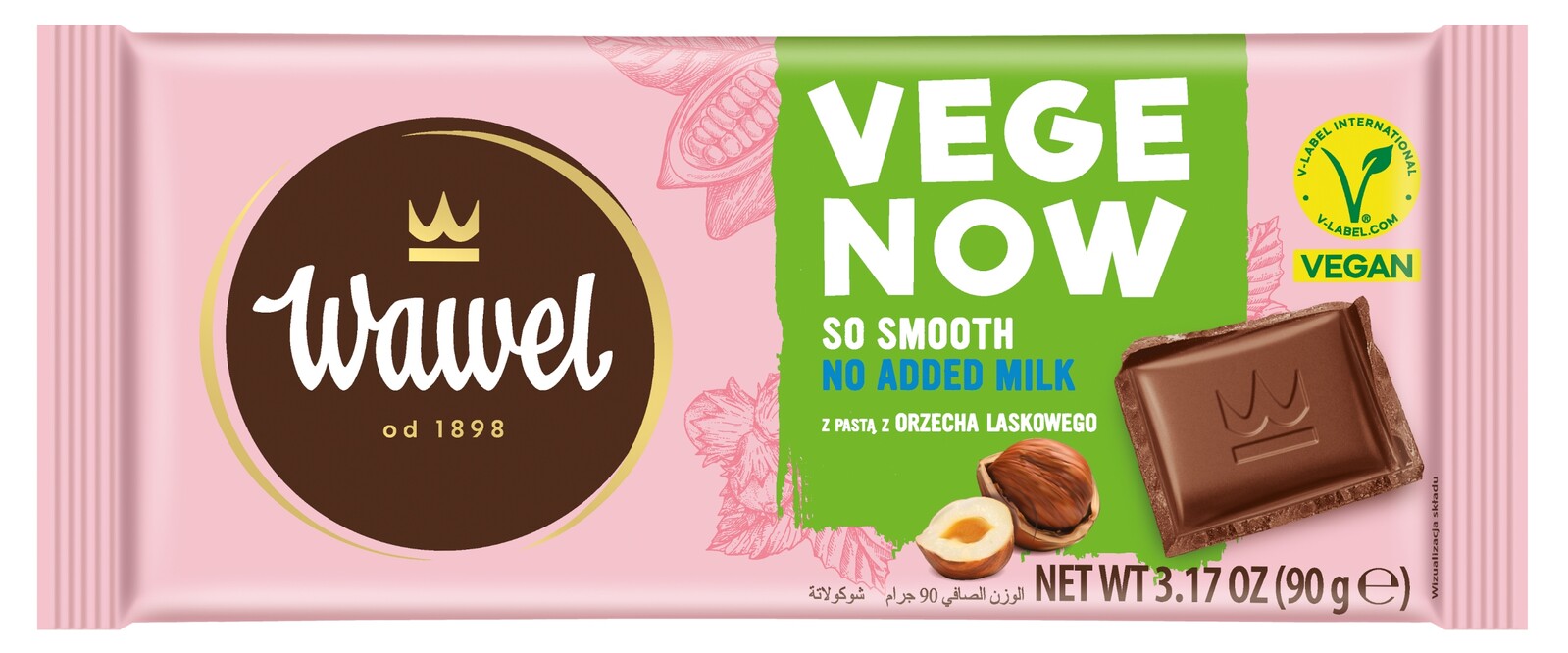 Čokoláda s lískooříškovou pastou Vege Now Wawel 90 g