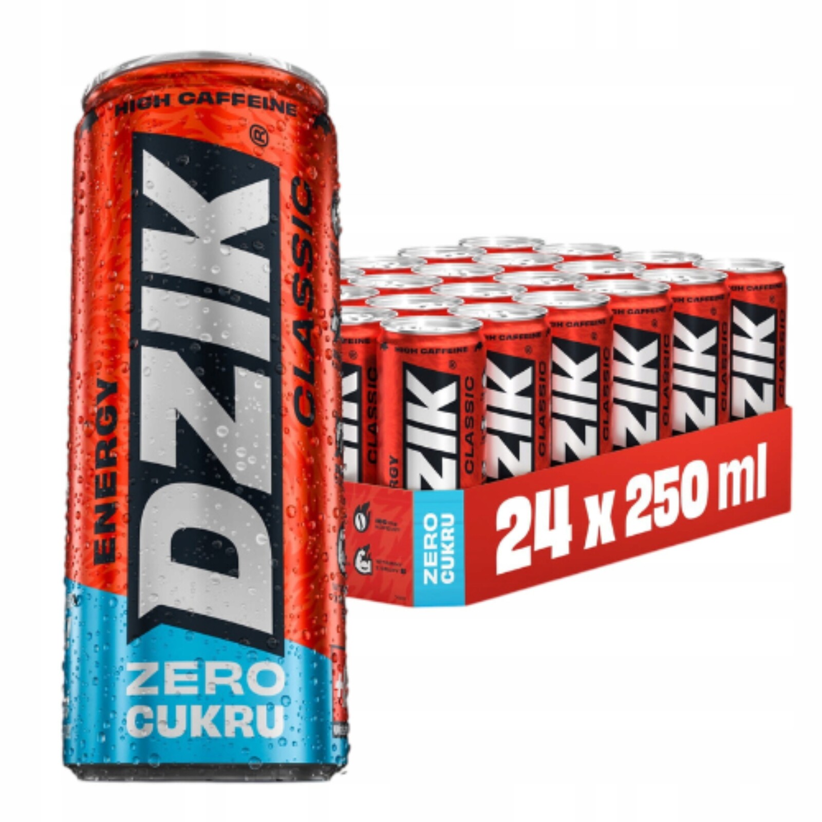 Sada 24 kusů Energetický nápoj Dzik Energy Classic 250 ml 100 mg kofeinu