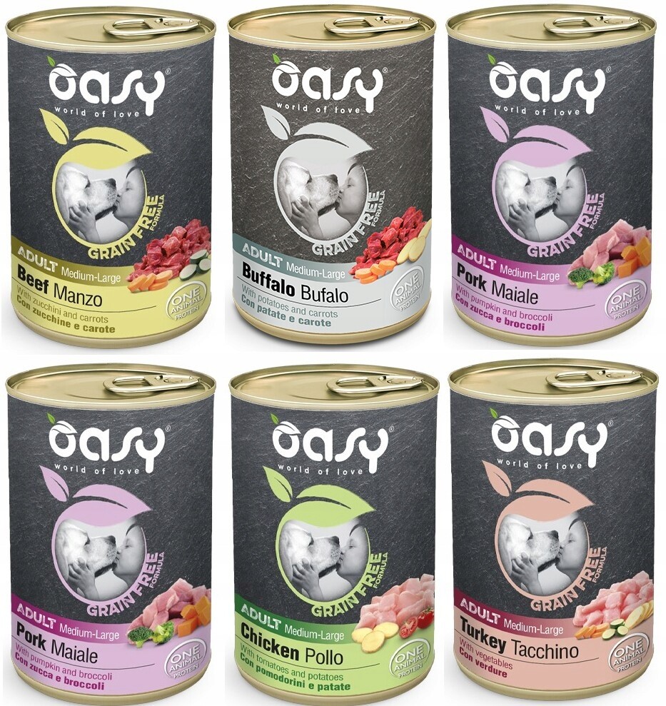 Vlhké krmivo pro psy Oasy Grain Free MIX Chutí bez obilovin konzerva 6 x 400 g