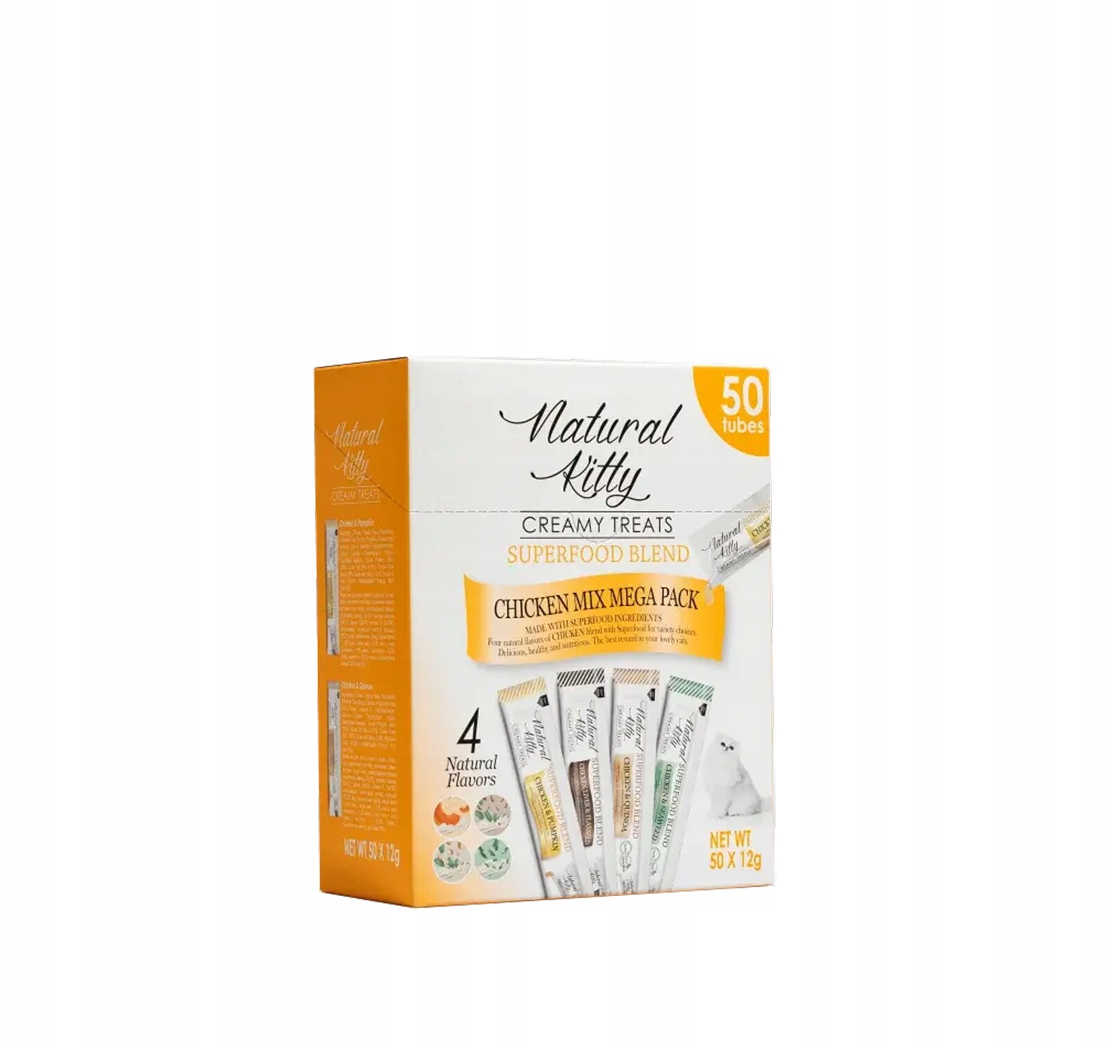 Krémový pamlsek pro kočky Natural Kitty Megapack MIX s kuřetem 50x12g