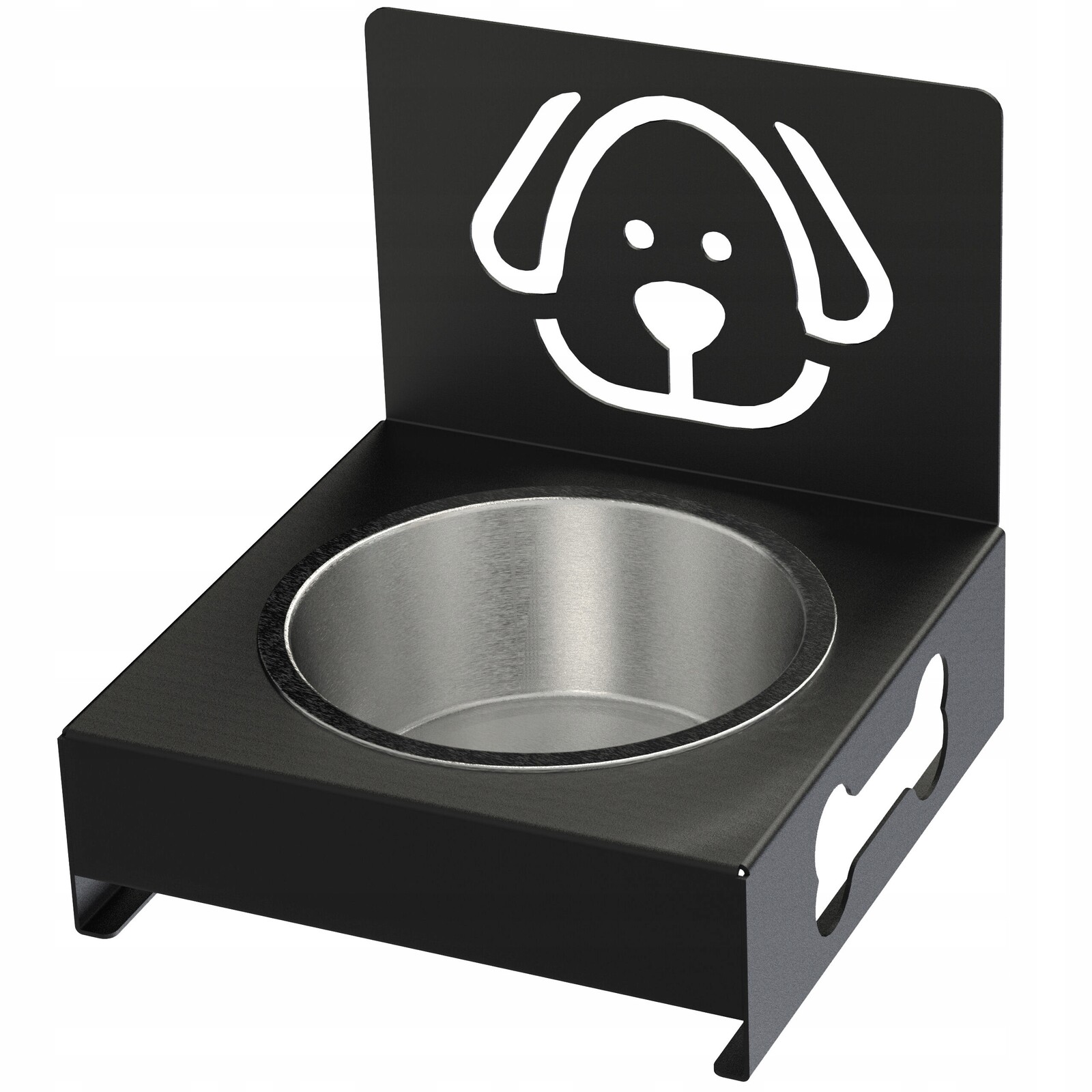 Stojan na misky pro zvířata Pejsek ocelový černý, objem 1,8 L 18697