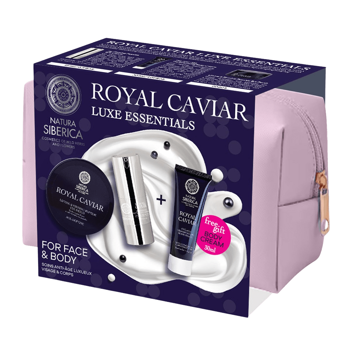 NATURA SIBERICA Royal Caviar, Luxusní set v kosmetické taštičce 3 ks
