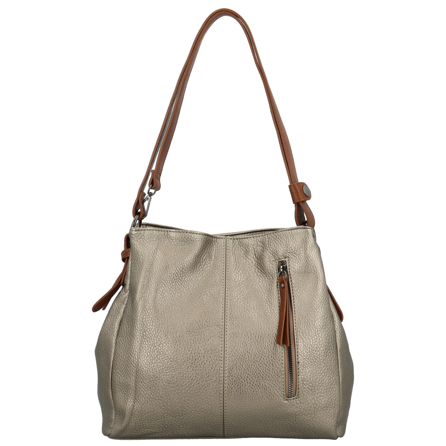 Stylová dámská koženková kabelka na rameno Smilla, tmavě stříbrná