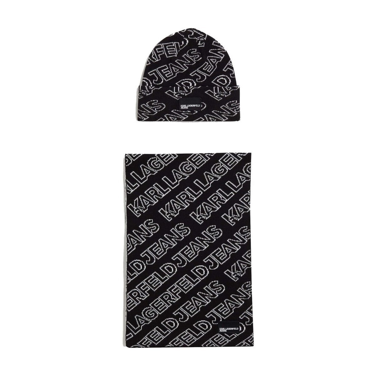 Karl Lagerfeld  KLJ MONOGRAM SCARF BEANIE  Černá