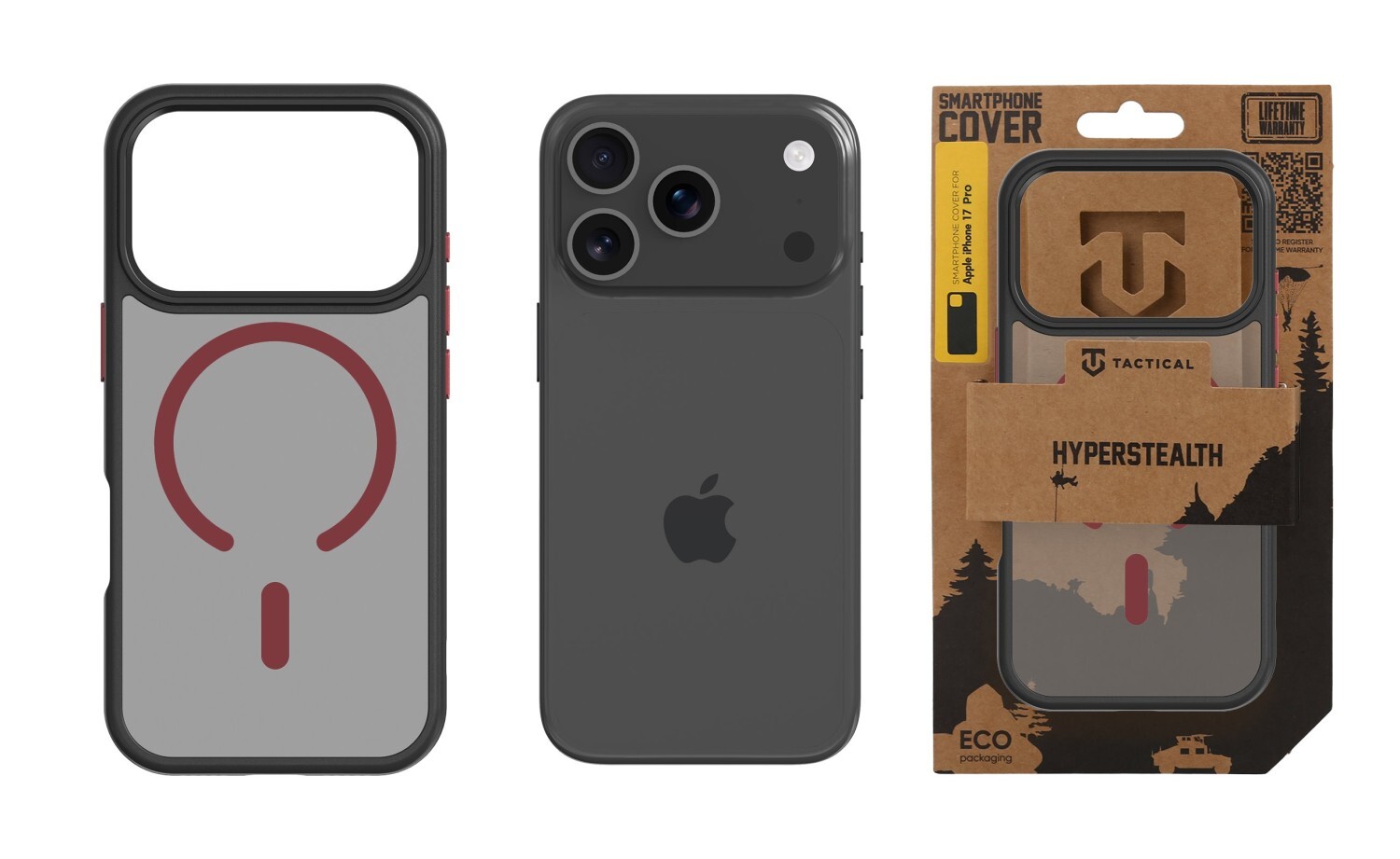 Zadní kryt Tactical MagForce Hyperstealth 2.0 pro Apple iPhone 17 Pro, černá-červená