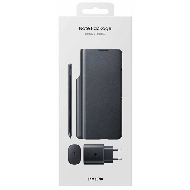 Flipové pouzdro s perem a adaptérem 25W na Samsung Galaxy Z Fold3, EF-FF92KKBE, černá