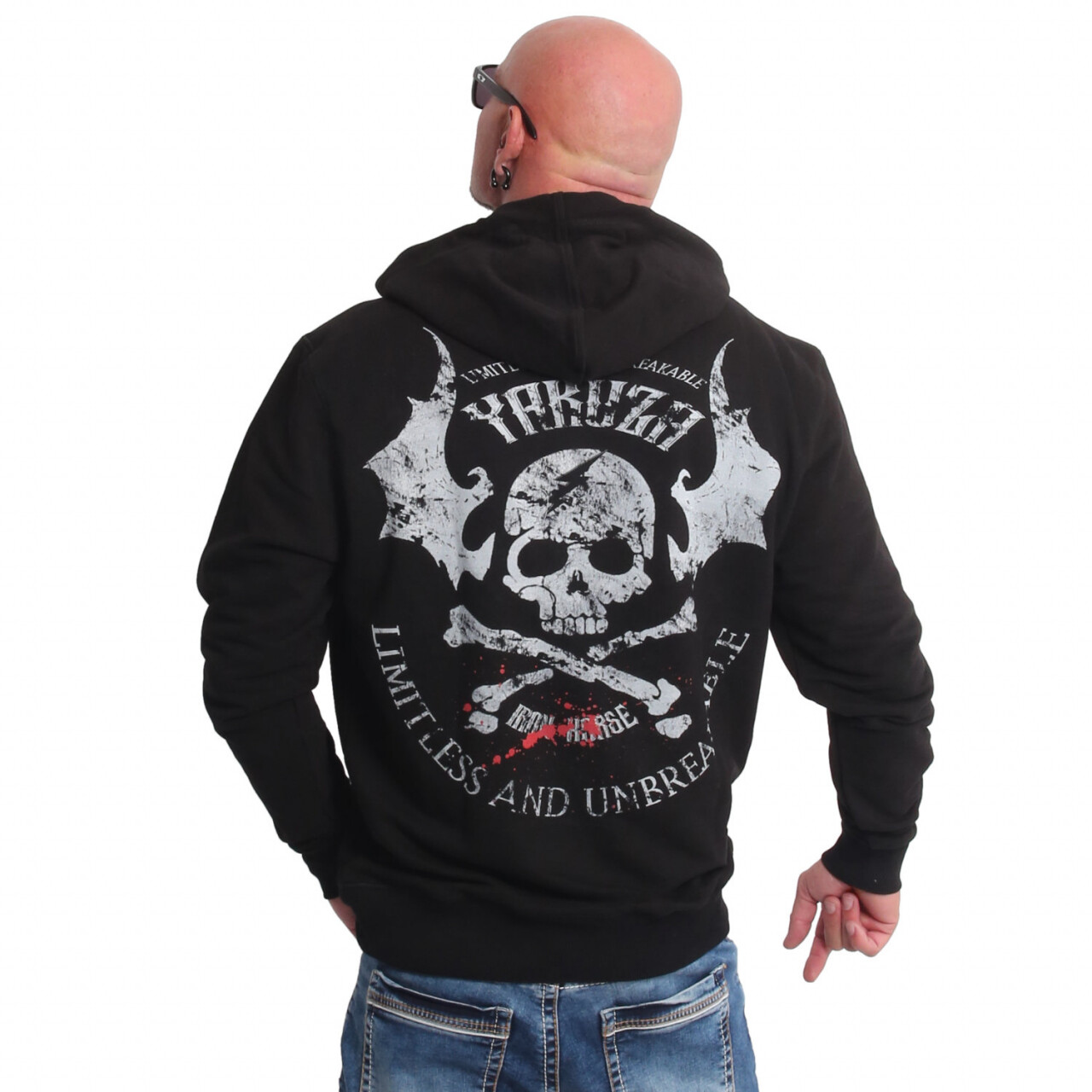 Mikina s kapucí Yakuza Limitless - černá-šedá, S