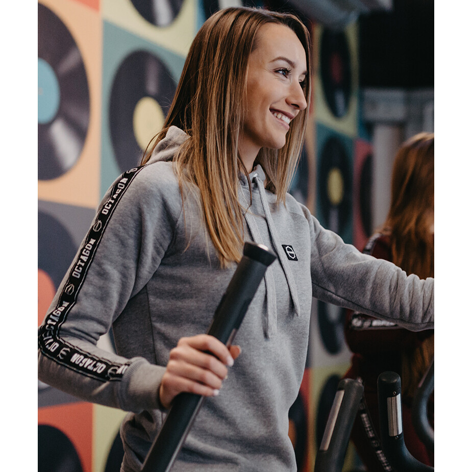 Mikina dámská s kapucí Octagon Stripe - šedá, L