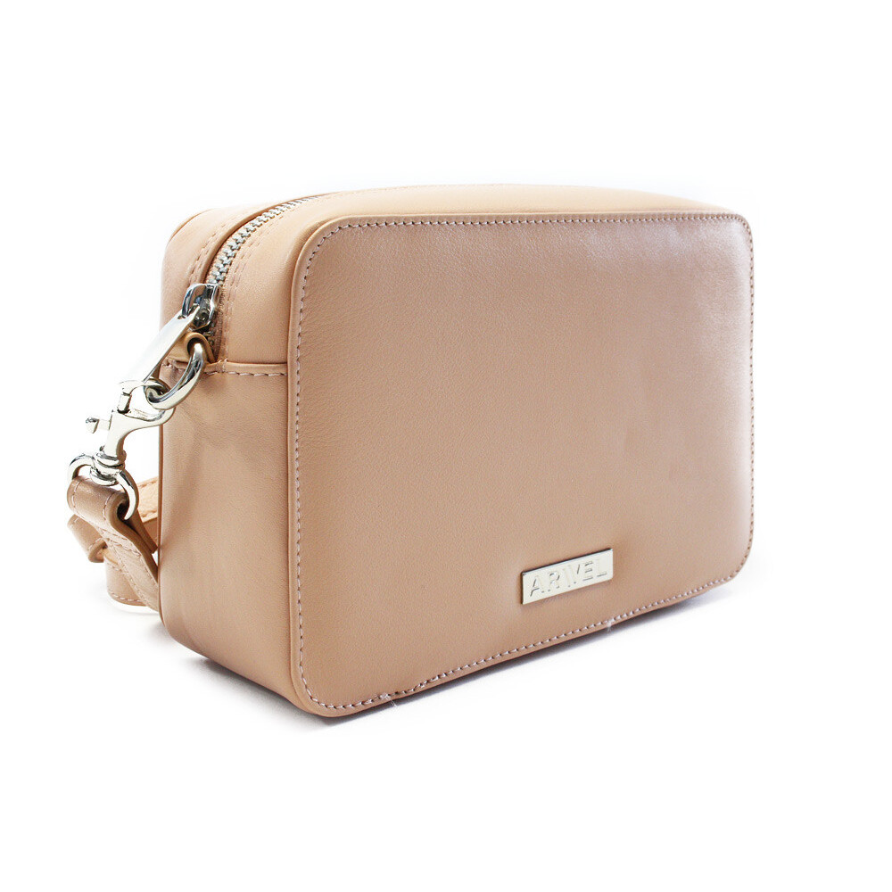 Kožená zipová kabelka Arwel 2513 - béžová