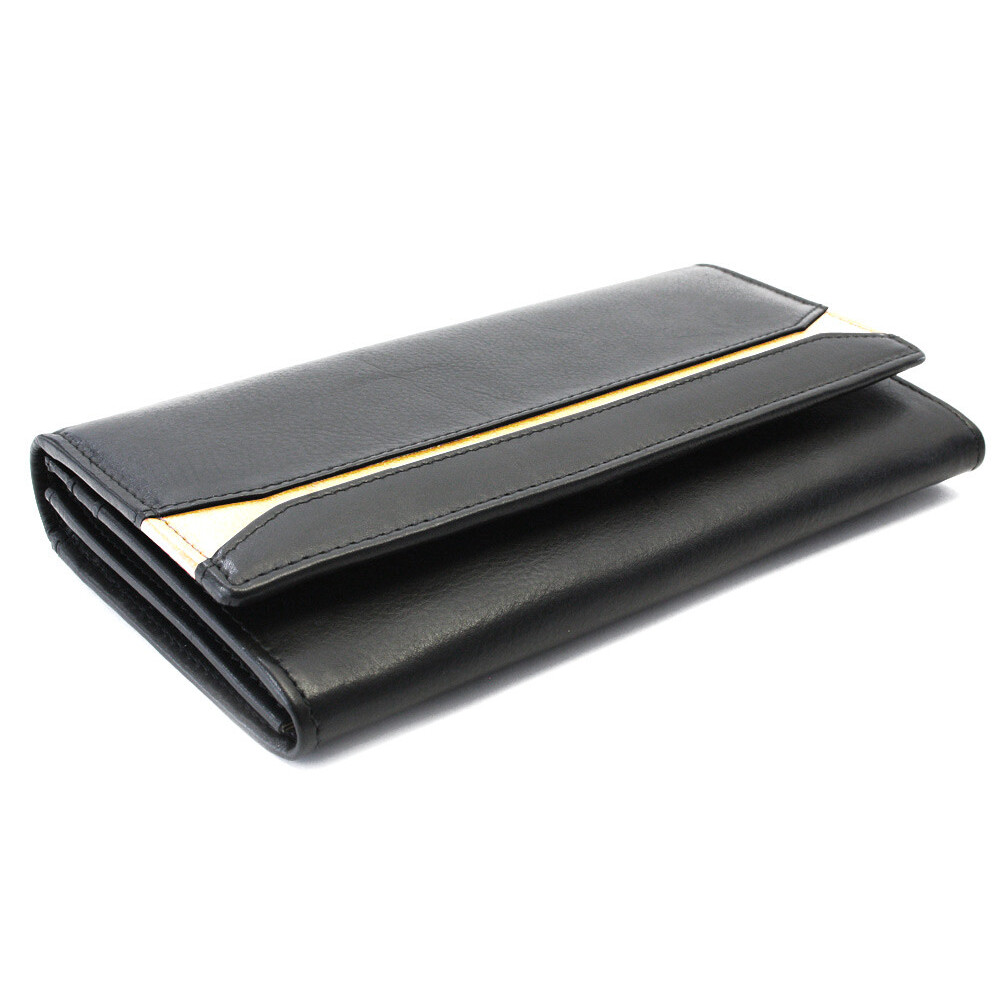 Dámská kožená peněženka s klopnou Arwel 2407 - černá-zlatá