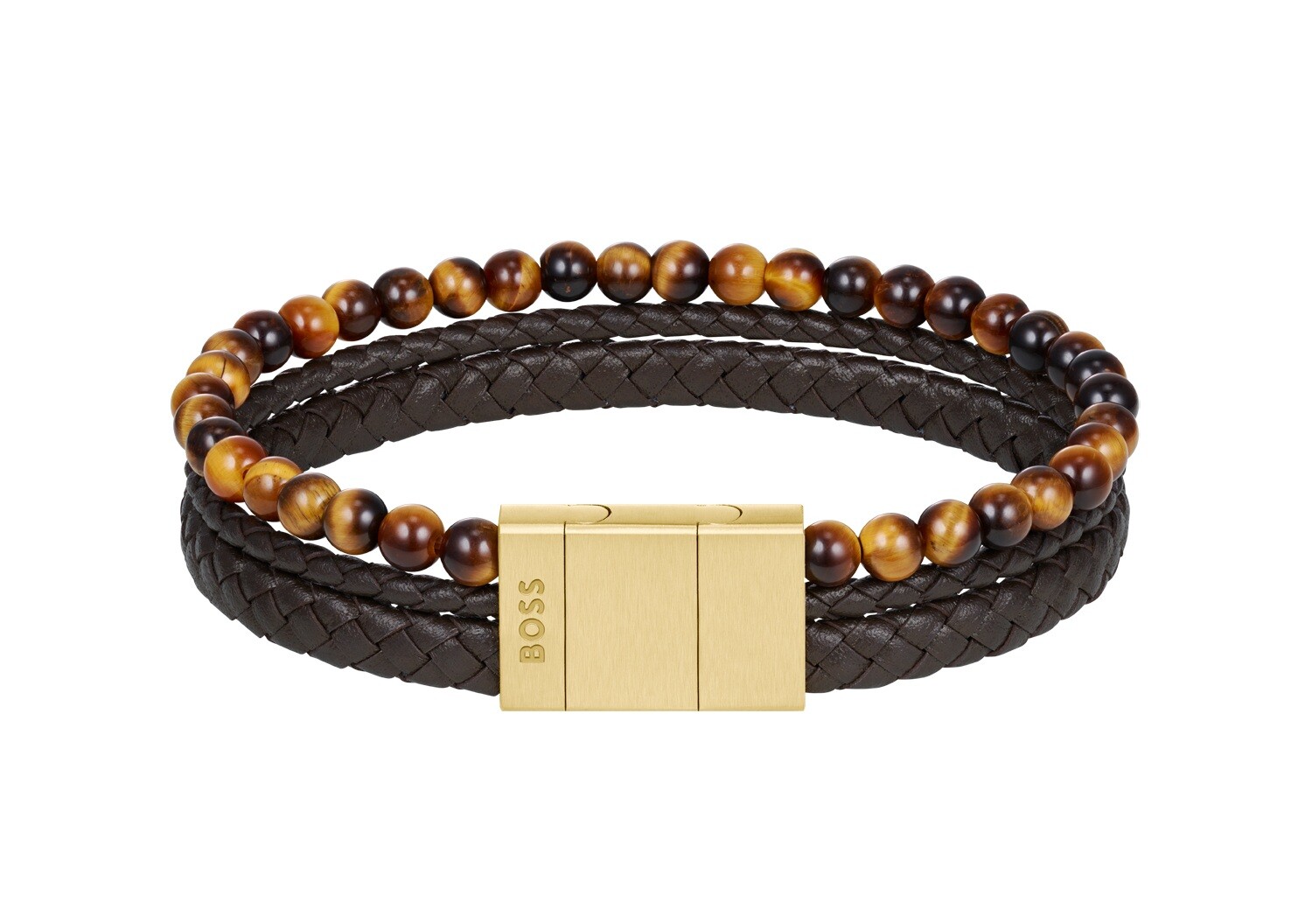 Hugo Boss Trojitý hnědý náramek pro muže Sphere 1580787