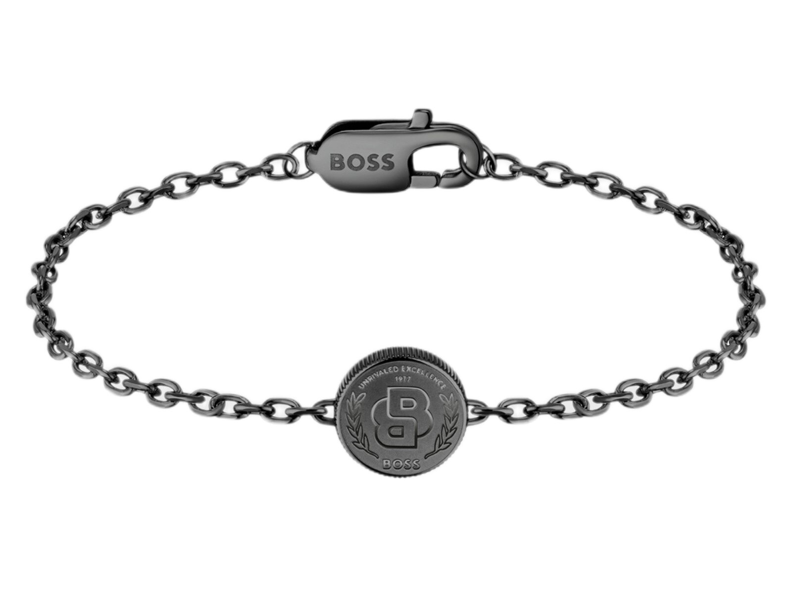 Hugo Boss Černý ocelový náramek Double B 1580764M