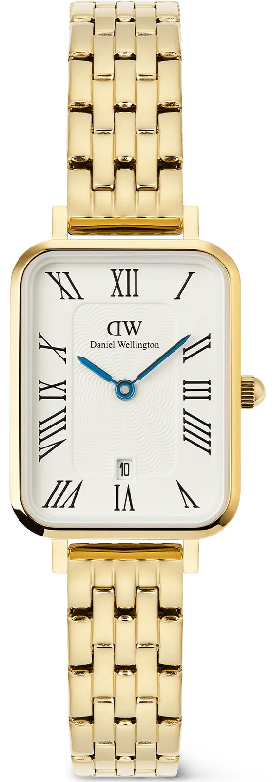 Daniel Wellington Quadro 20x26 Roman Numerals Date 5-link White Gold DW00100861