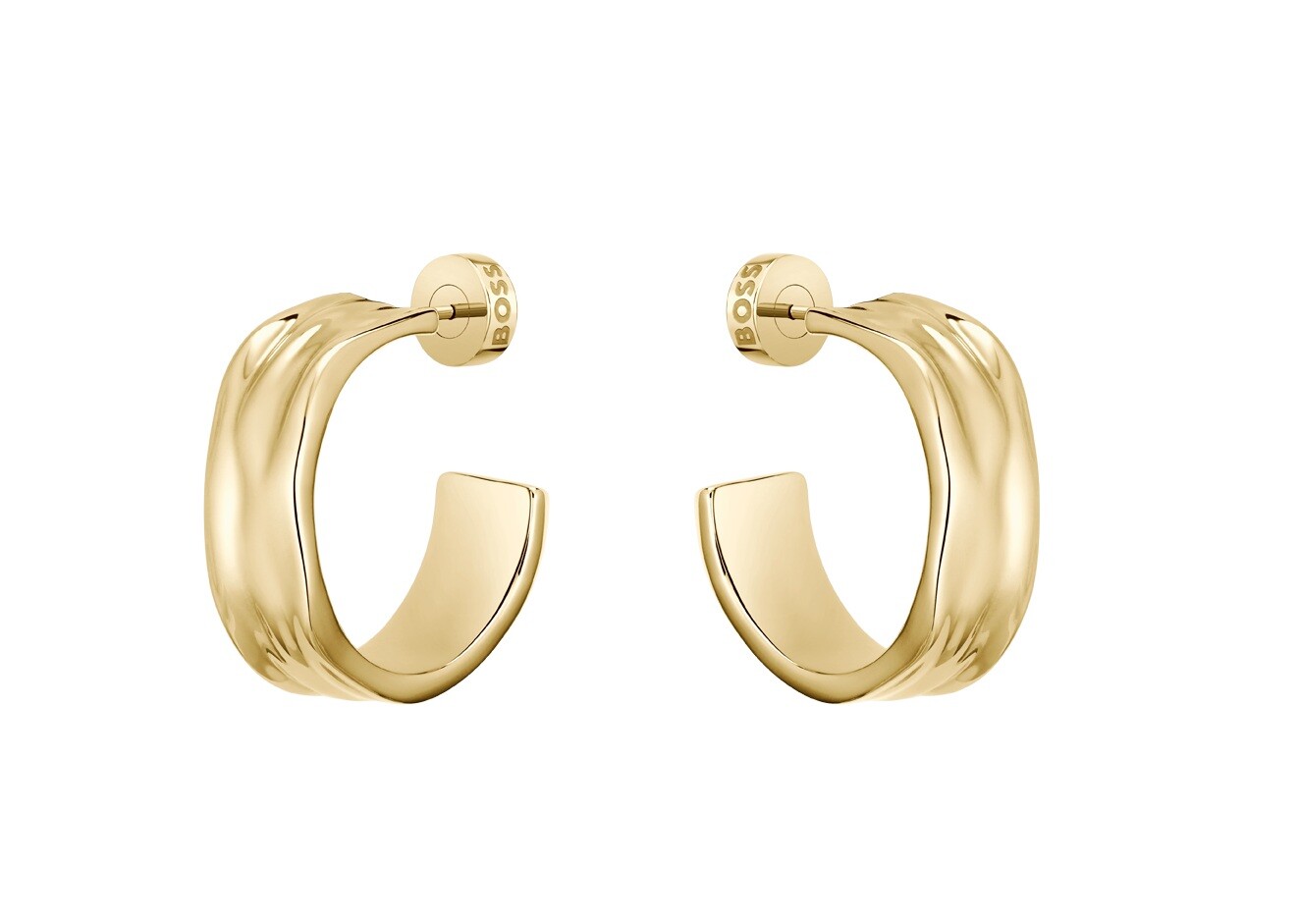 Hugo Boss Masivní kruhové náušnice z pozlacené oceli Ripple 1580776