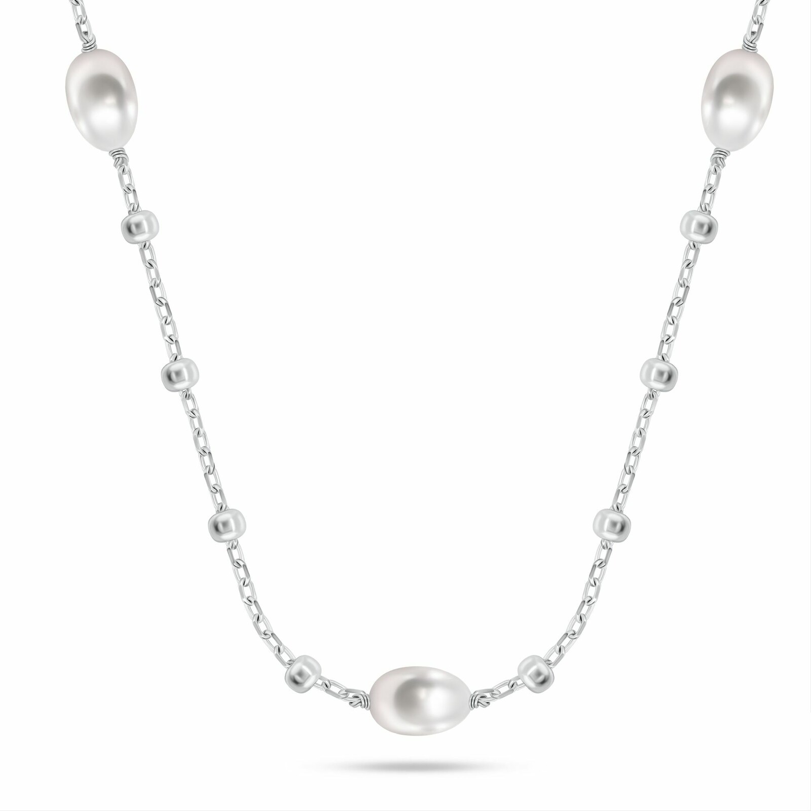 Brilio Silver Půvabný stříbrný náhrdelník s pravými perlami NCL215W