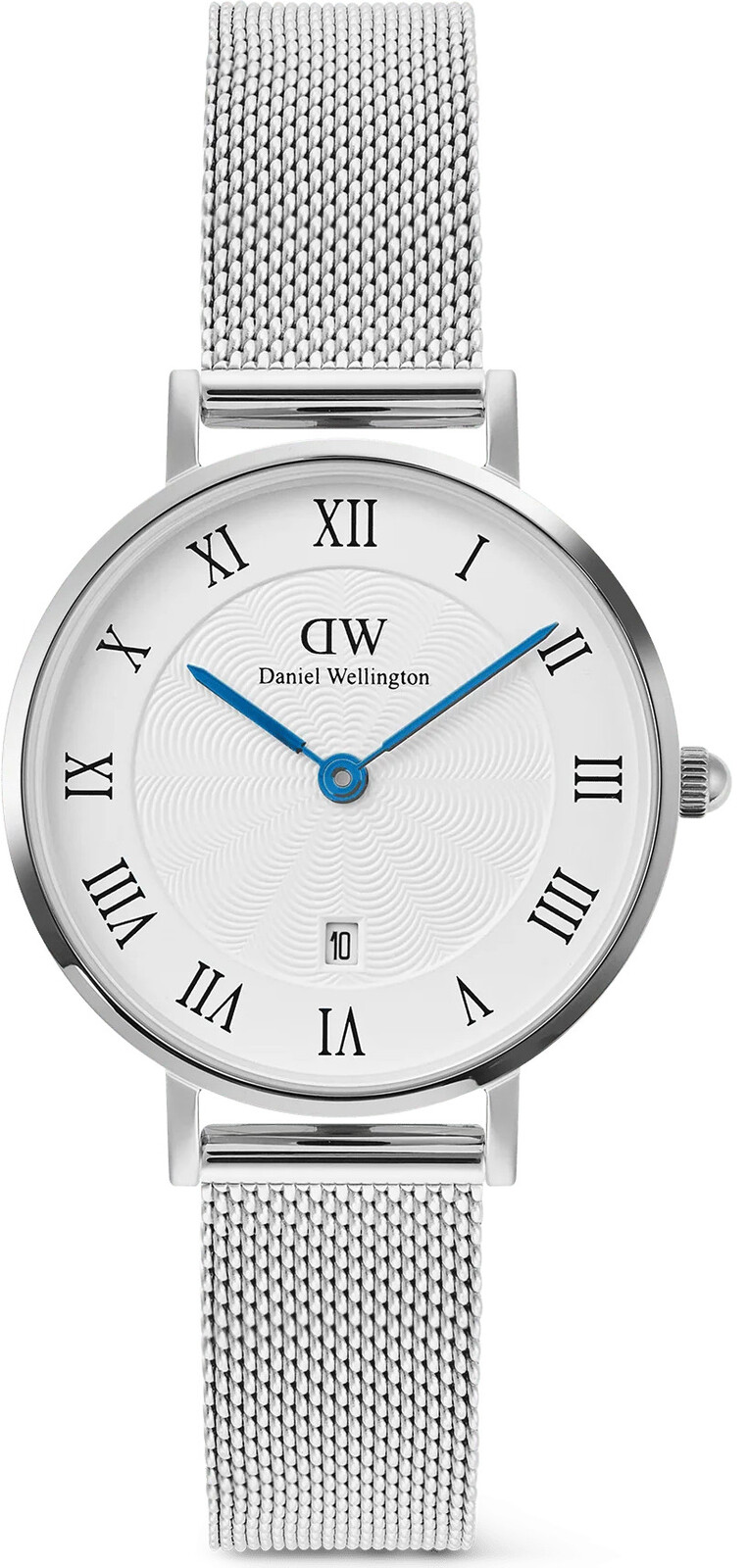 Daniel Wellington Petite 28 Roman Numerals Date Sterling White Silver DW00100858