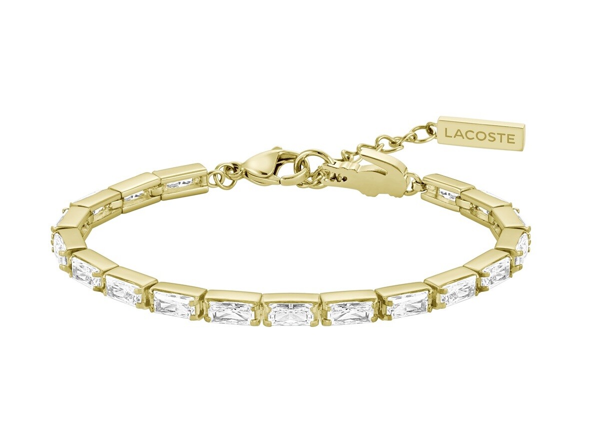 Lacoste Pozlacený tenisový náramek s čirými krystaly Duchess 2040499
