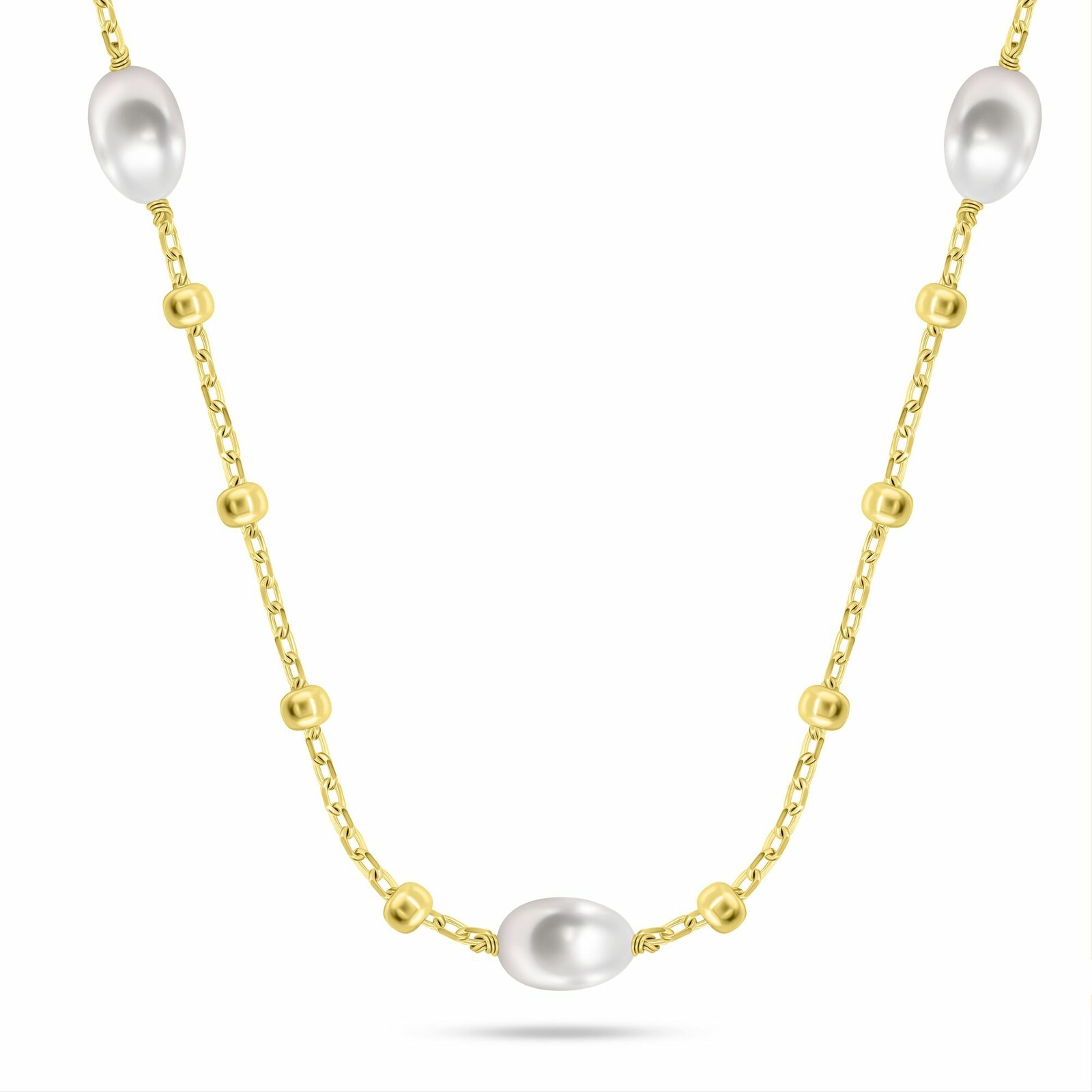 Brilio Silver Půvabný pozlacený náhrdelník s pravými perlami NCL215Y