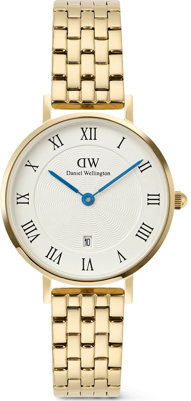 Daniel Wellington Petite 28 Roman Numerals Date 5-Link White Gold DW00100857