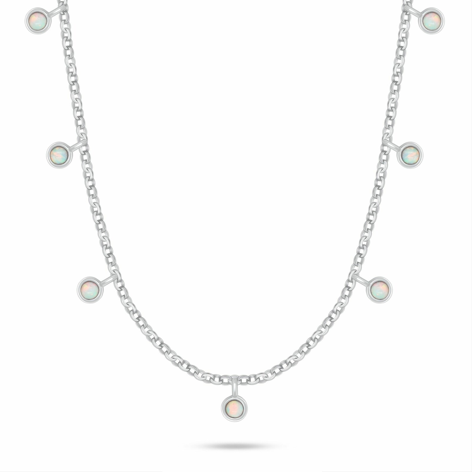 Brilio Silver Hravý stříbrný náhrdelník s bílými syntetickými opály NCL209W