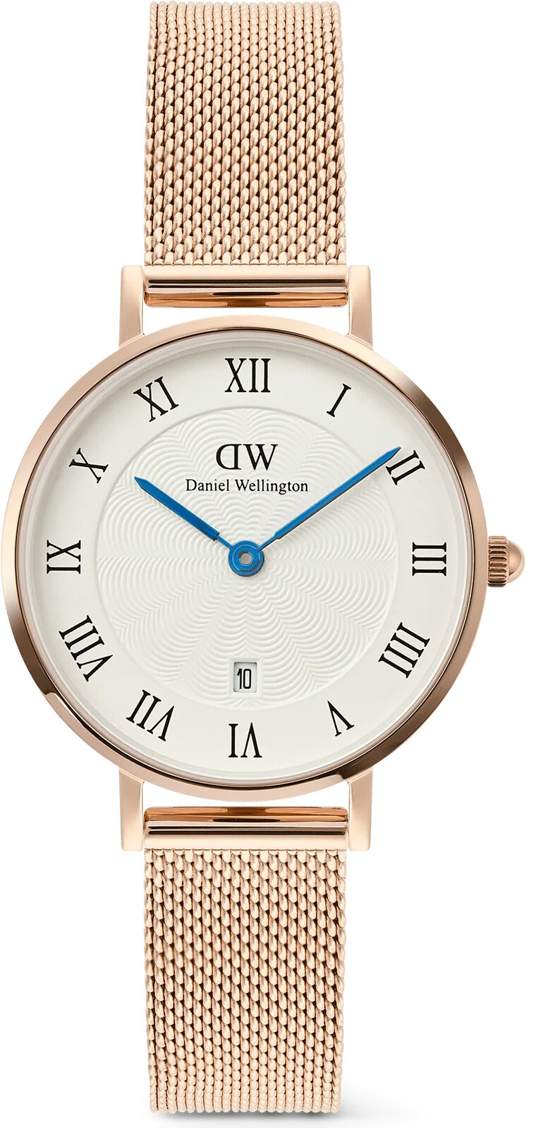 Daniel Wellington Petite 28 Roman Numerals Date Melrose White Rose Gold DW00100856