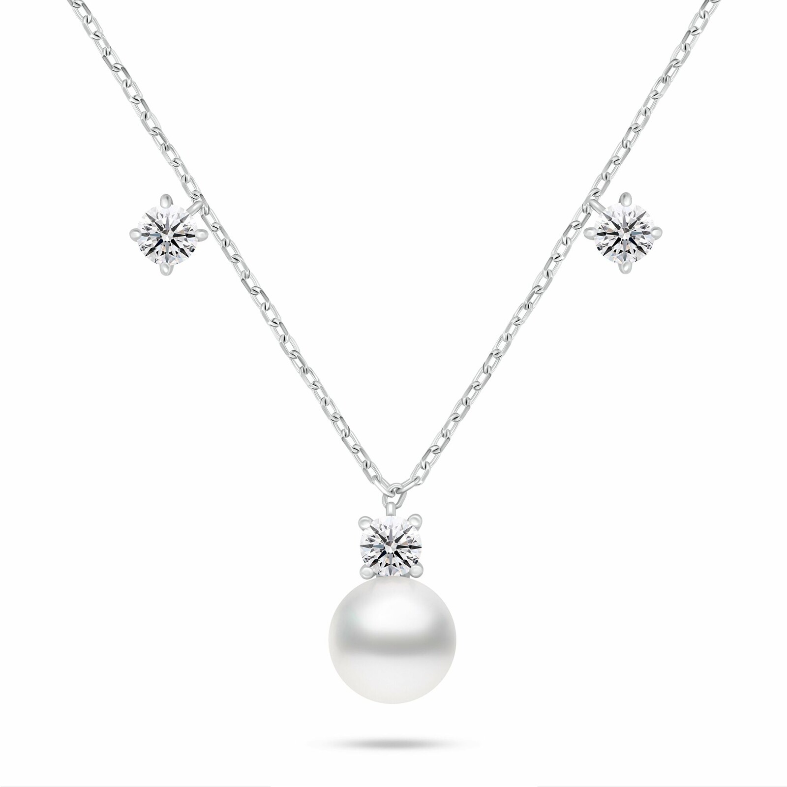 Brilio Silver Exkluzivní stříbrný náhrdelník s perlou a zirkony NCL213W