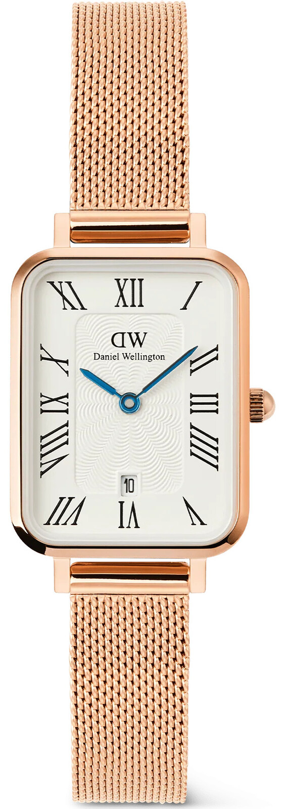 Daniel Wellington Quadro 20x26 Roman Numerals Date Melrose White Rose Gold DW00100860