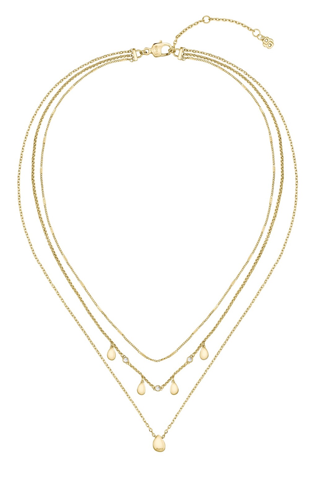 Hugo Boss Trojitý pozlacený náhrdelník s krystaly Selena 1580766