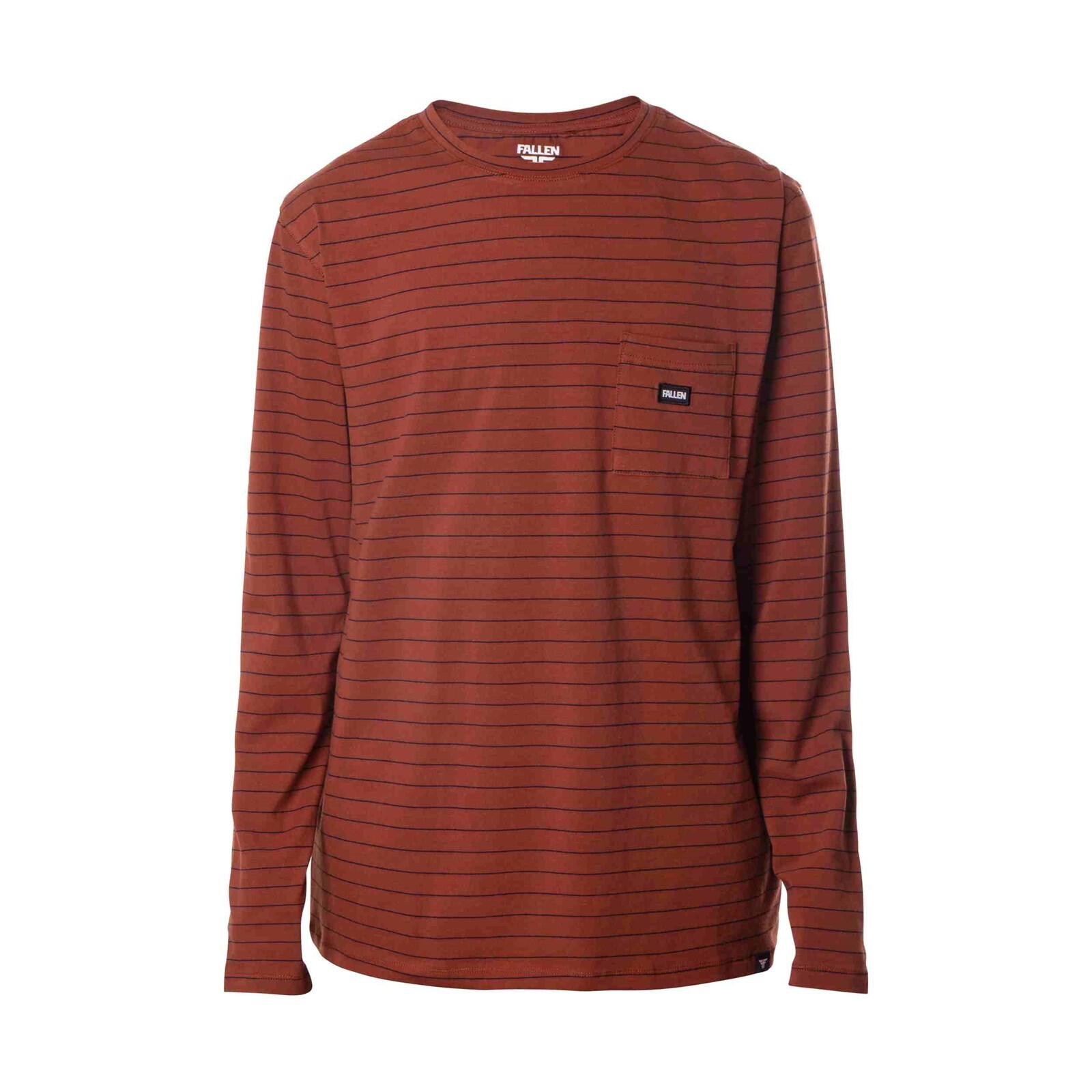 triko FALLEN - Striped Pocket L/S Tee Brown Black (BROWN/BLACK) velikost: S
