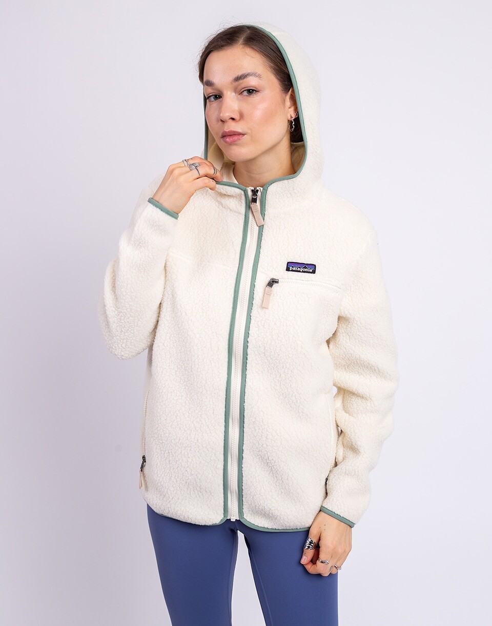 Patagonia W's Retro Pile Hoody Natural w/Ellwood Green S