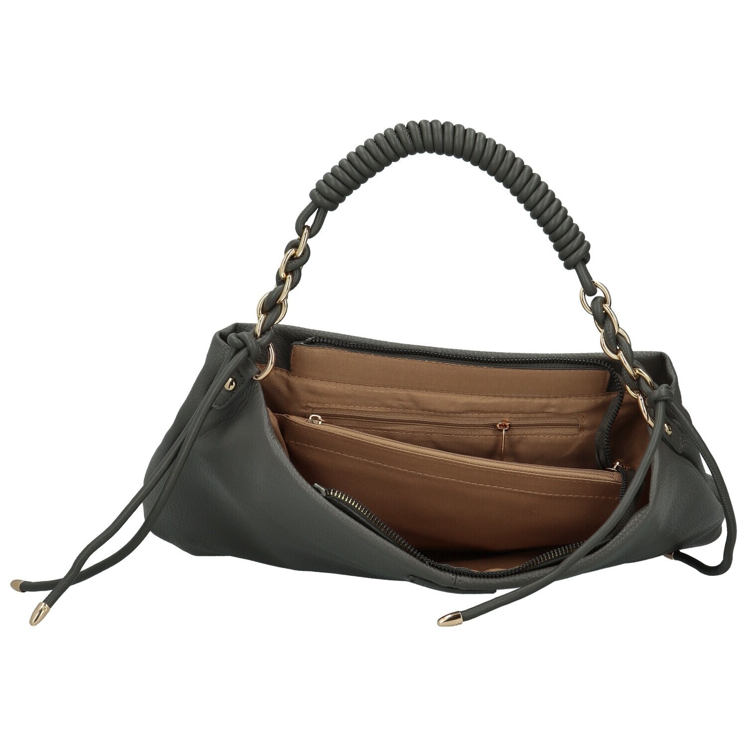 Luxusní dámská koženková kabelka do ruky MaxFly Bodi, tmavě šedá