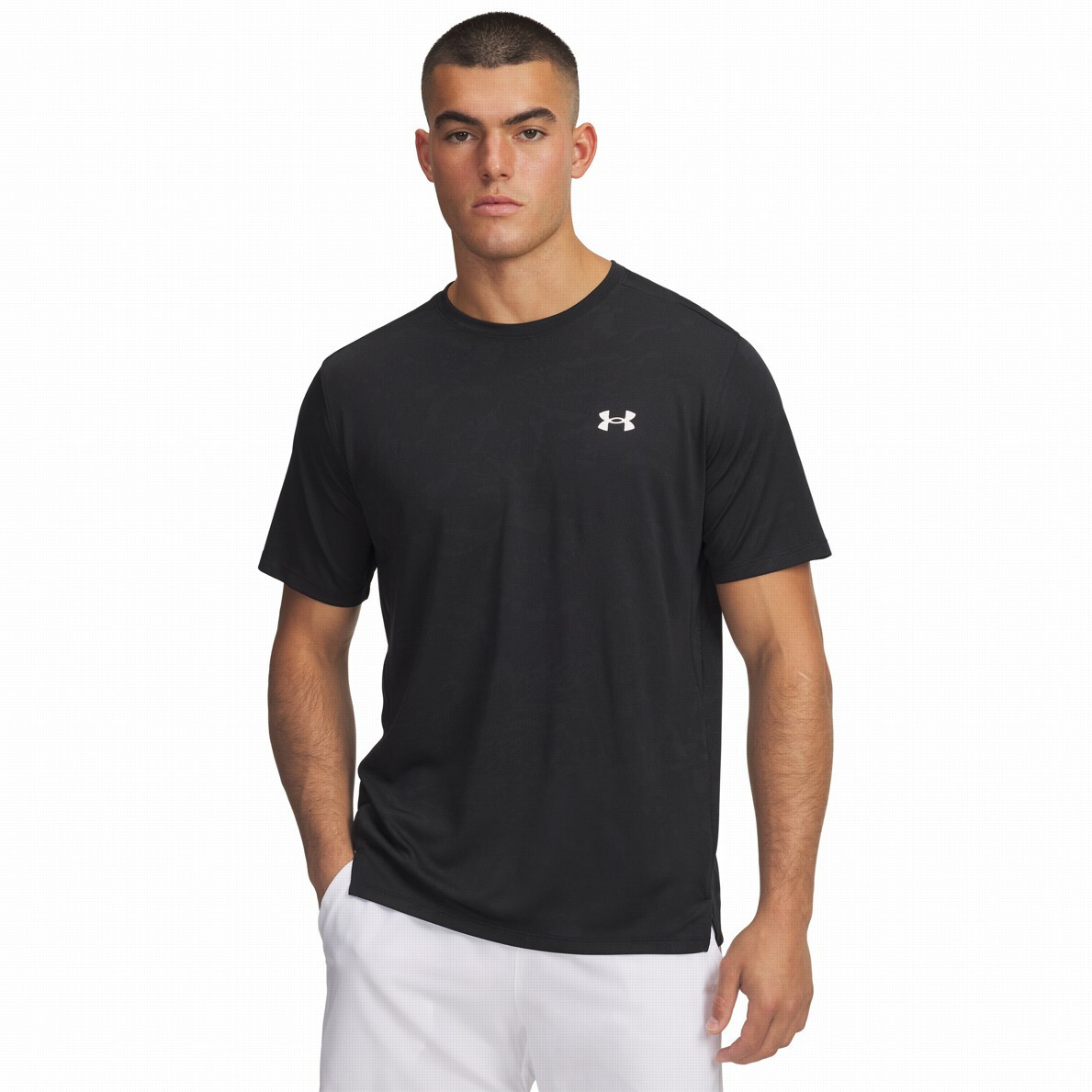 Pánské triko Under Armour Tech Vent Jacquard SS Velikost: L / Barva: černá/bílá