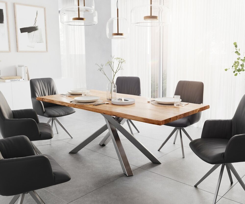 Jídelní stůl Edge 200x100 akácie přírodní křížová podnož hranatý