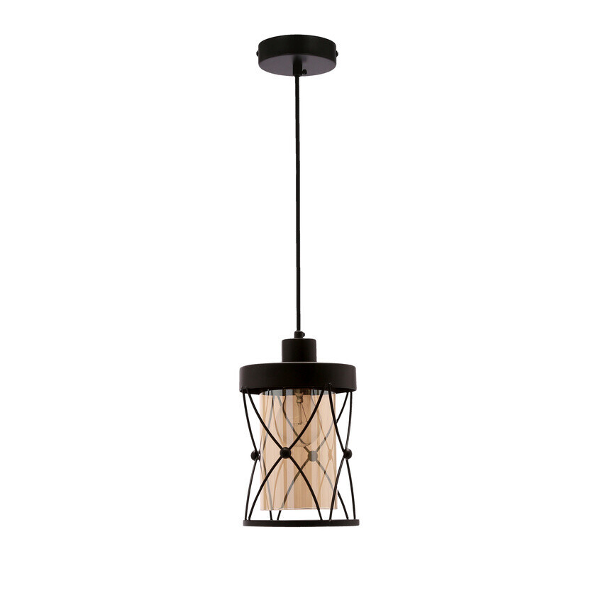 Závěsná lampa Agar černá E27 jantarové stínidlo