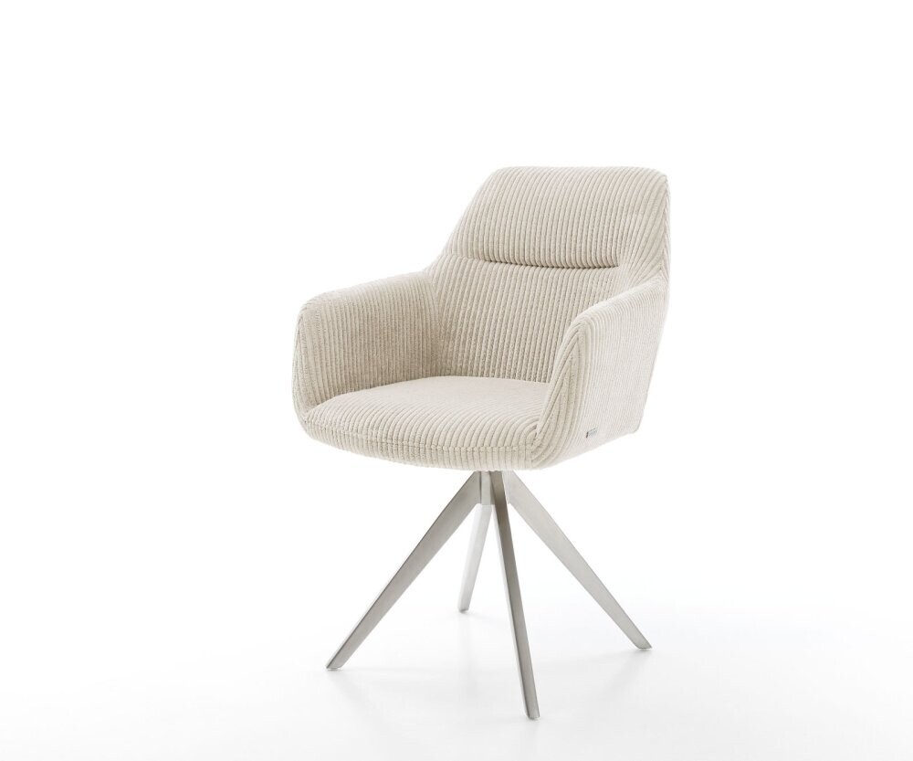 Otočná židle Pejo-Flex křížová podnož hranatá nerezová manšestr béžová