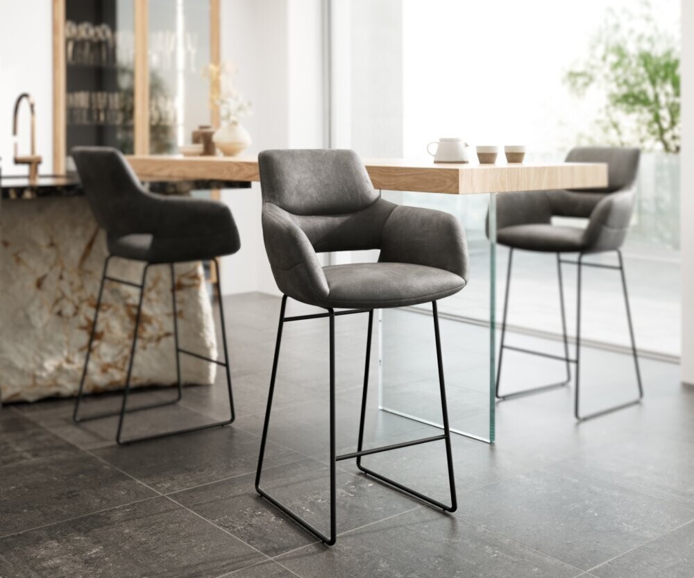 Barová židle Yago-Flex tenká podnož kovová černá mikrovlákno